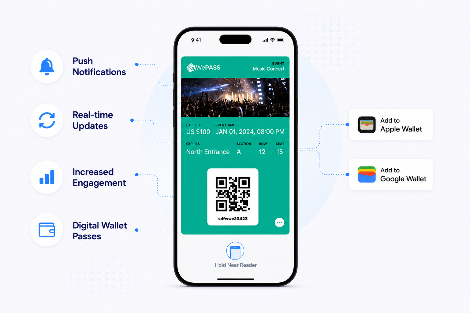 WePass digital event ticket showcase with reminders and real-time updates